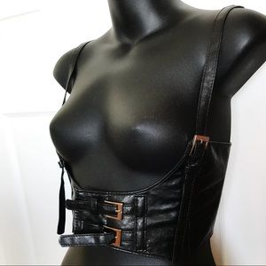 Fashionable Black Faux Leather Waist Trainer